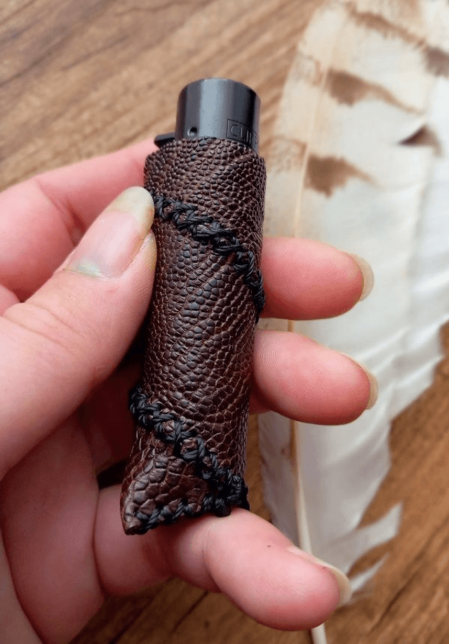Etui à briquet Autruche